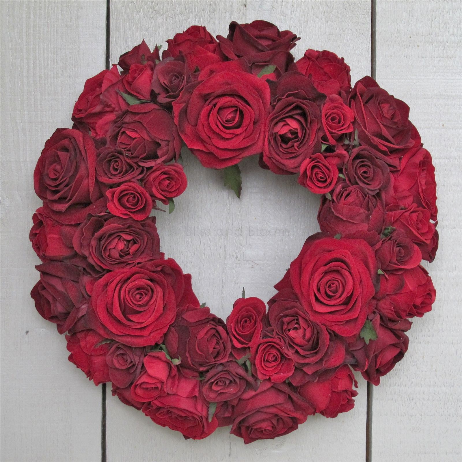Red velvet roses wreath Bliss and Bloom Ltd