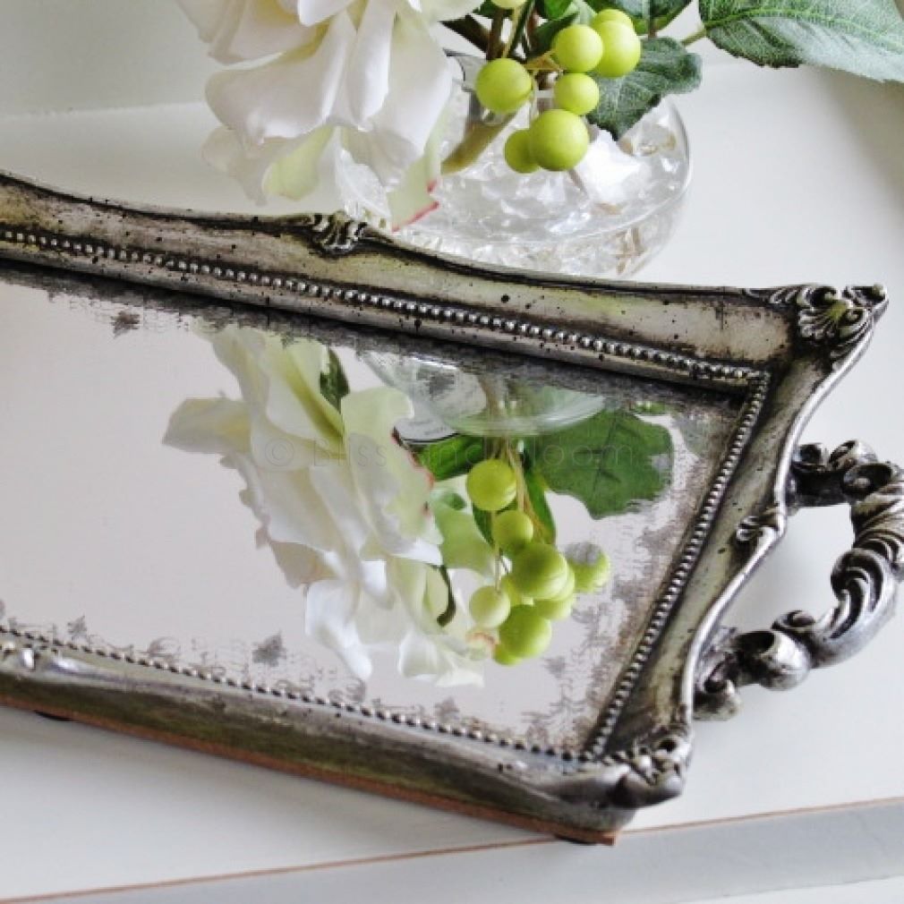 Elegant silver mirror tray Bliss and Bloom Ltd