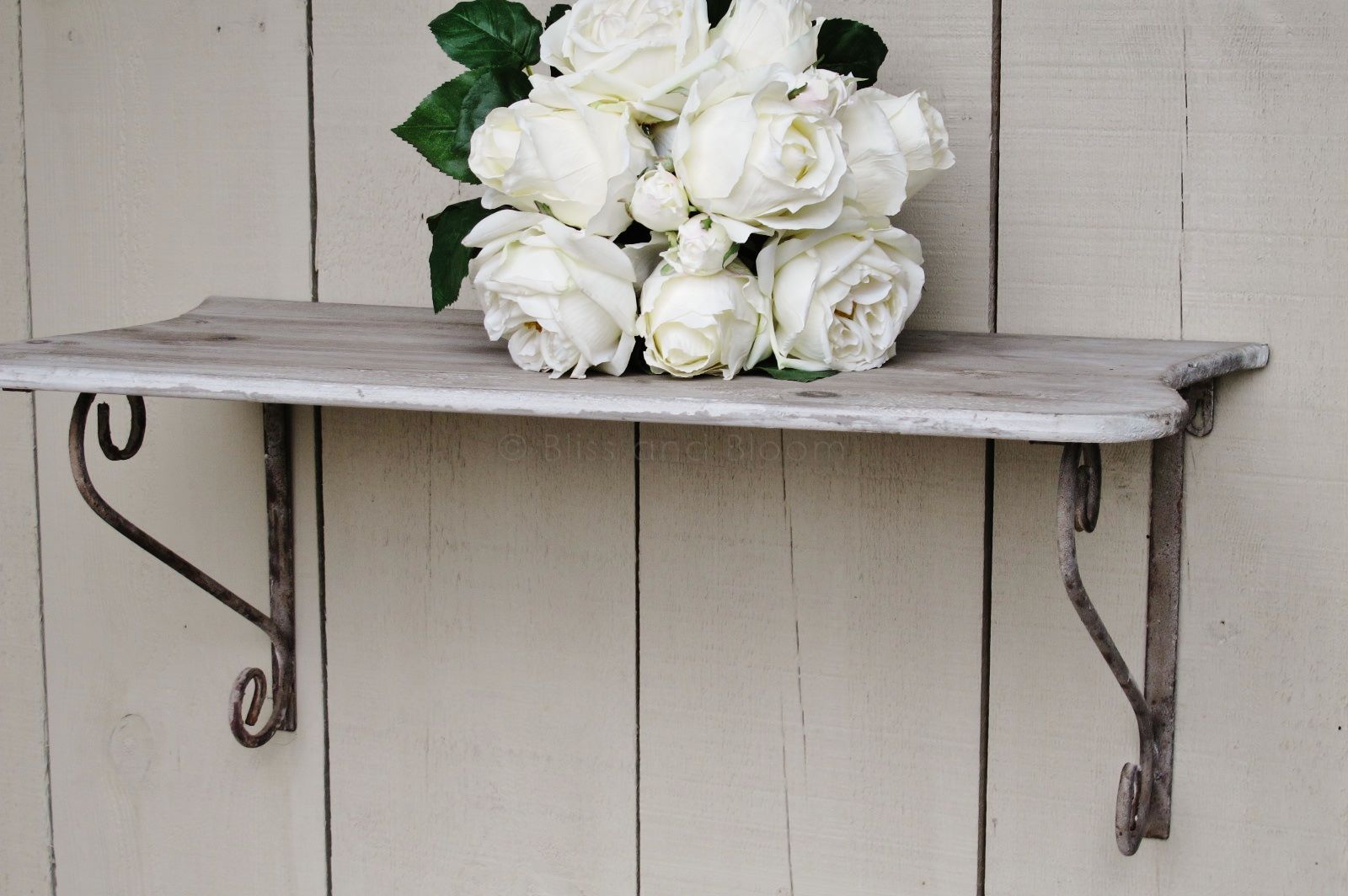 Grey wash wooden shelf Bliss and Bloom Ltd