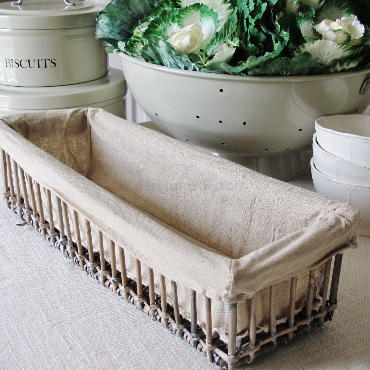 Willow bread basket linen lined Bliss and Bloom Ltd