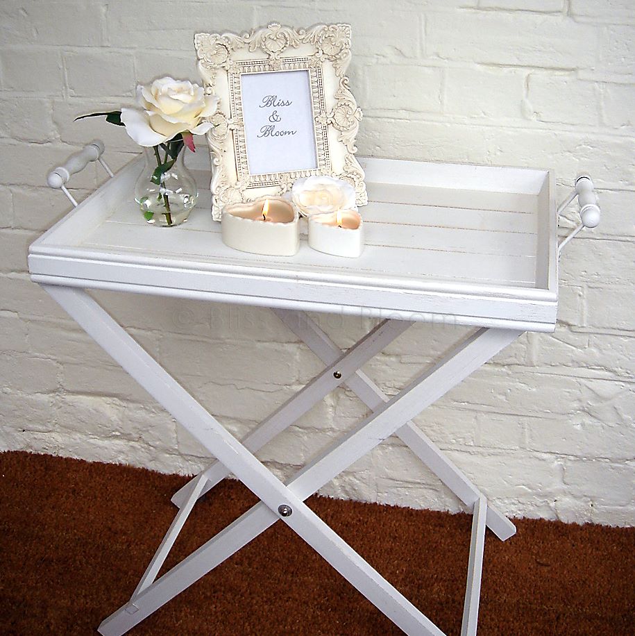 White butler tray on stand :: Bliss and Bloom Ltd