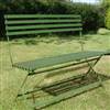 Green garden metal bench