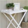 White wooden tray on stand