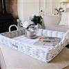 Extra large white rattan tray