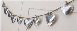 Garland of hanging metal hearts