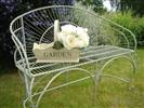 Green wire garden bench