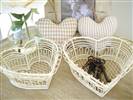 Cream wire heart baskets