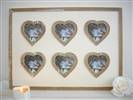 6 heart cream wall frame