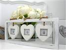 White 3 heart photo frame