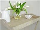 Natural wooden tray on stand