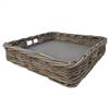 XLarge Grey and Buff Rattan Square Tray 48 x 48 cm