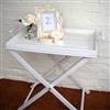 White butler tray on stand