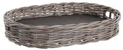 Grey Rattan Oval Tray