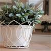 Cream metal planter - small