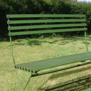 Green garden metal bench