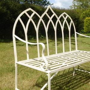 Cream gothic garden bench