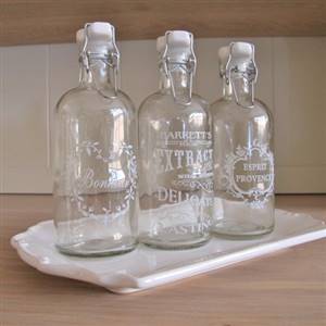 French style glass bottles x 3