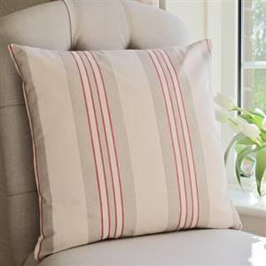 DISCONTINUED French stripe red/linen cushion