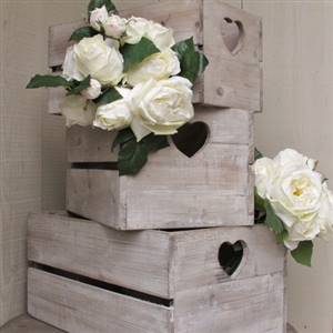 Wooden Heart Crate Storage Box Large