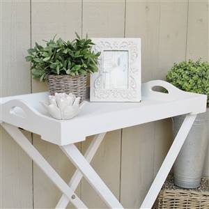 White Wooden Tray on Stand