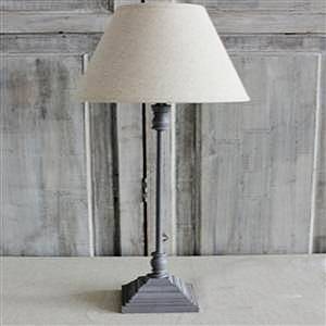 Grey lamp and linen shade 63cm