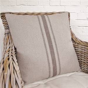 Large linen & chocolate cushion