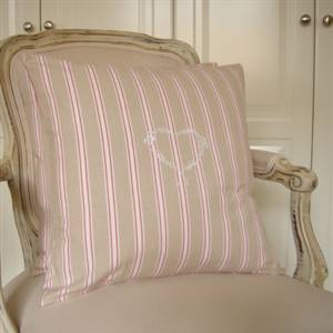 Linen & red stripe cushion