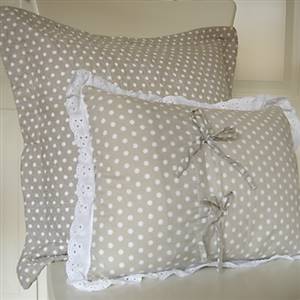 Taupe polka dot cushion