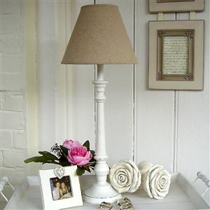 White lamp & linen shade 61cm