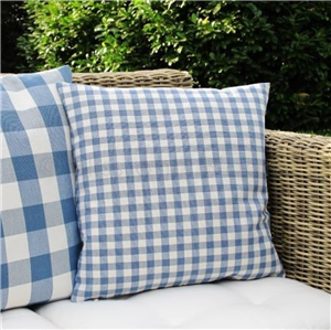 Blue gingham cushion