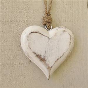 White hanging heart