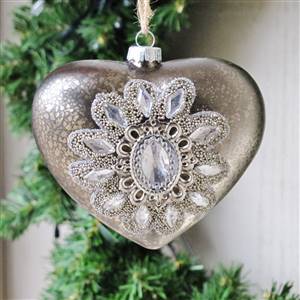 Antiqued jewel glass heart