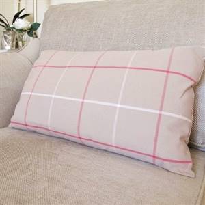 Pink check rectangular cushion