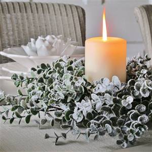 Frosted foliage candle wreath