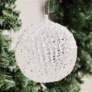 White glass glitter bauble