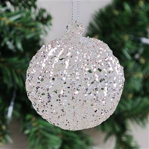 Silver glass glitter bauble