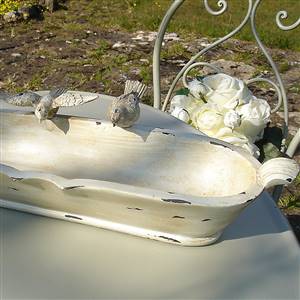 Cream bird feeder/bird bath