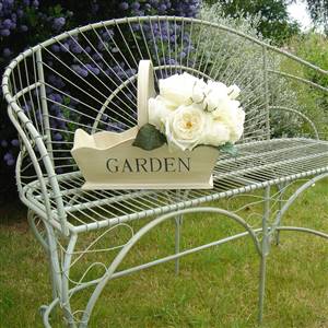 Green wire garden bench