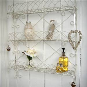 White wire wall rack shelf