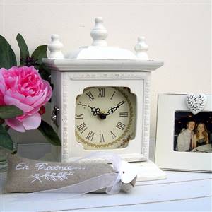 Distressed off white carriage clock