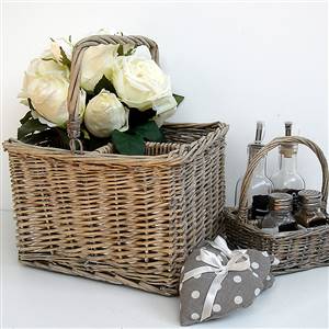 Grey wash wine bottle basket