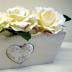 Antique-white wooden planter