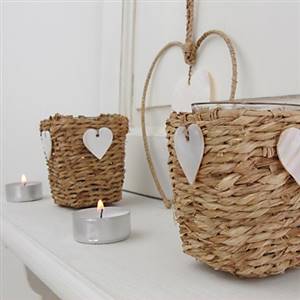 Jute heart tea light holder
