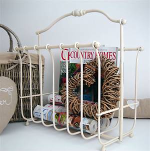 Cream metal magazine rack