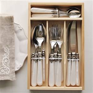 Cream Cutlery 24pc Tray Set