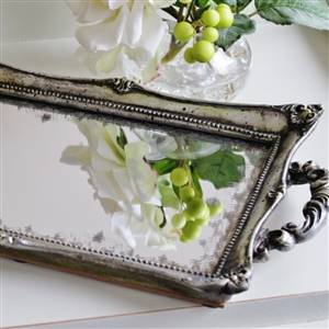 Elegant silver mirror tray