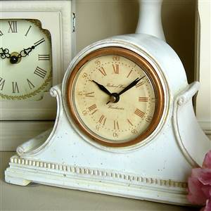 Distressed cream mantel clock