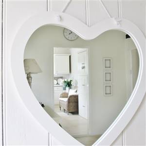 Large white heart mirror