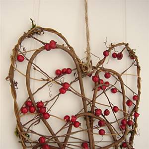 Tall heart red berry wreath