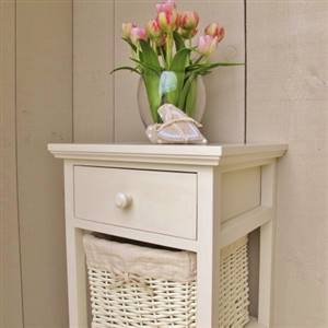 Cream side table shelf/drawer unit